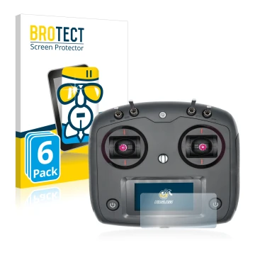 Vorderseite einer Produktverpackung mit dem Markenlogo BROTECT. Daneben ist das Gerät FlySky FS-i6S mit dem zugehörigen Displa