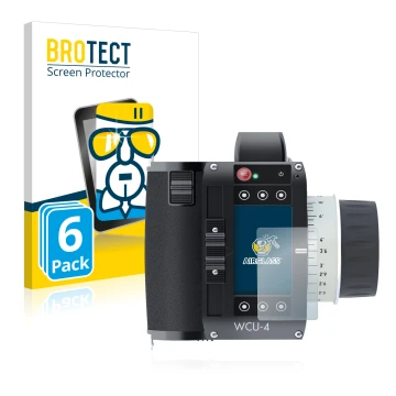 Vorderseite einer Produktverpackung mit dem Markenlogo BROTECT. Daneben ist das Gerät Arri WCU-4 mit dem zugehörigen Displaysc