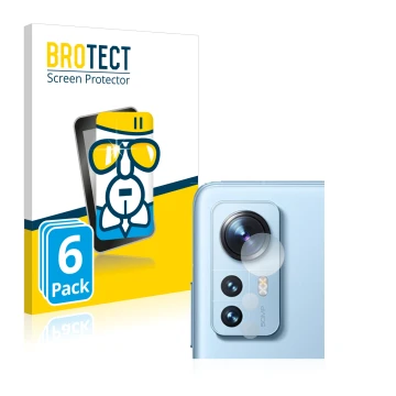 Vorderseite einer Produktverpackung mit dem Markenlogo BROTECT. Daneben ist das Gerät Xiaomi 12 Pro (NUR Kameraschutz) mit dem