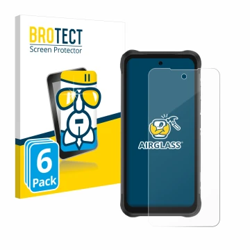Vorderseite einer Produktverpackung mit dem Markenlogo BROTECT. Daneben ist das Gerät Umidigi Bison GT2 Pro 5G mit dem zugehör