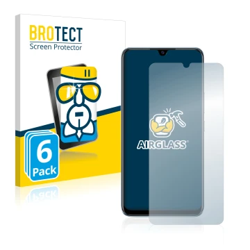 Vorderseite einer Produktverpackung mit dem Markenlogo BROTECT. Daneben ist das Gerät Vivo V20 SE mit dem zugehörigen Displays