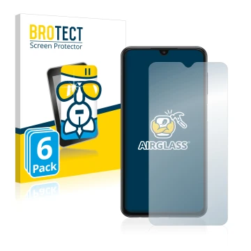 Vorderseite einer Produktverpackung mit dem Markenlogo BROTECT. Daneben ist das Gerät Samsung Galaxy A23 mit dem zugehörigen D