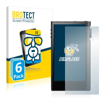 Vorderseite einer Produktverpackung mit dem Markenlogo BROTECT. Daneben ist das Gerät Astell&Kern Kann Max mit dem zugehörigen