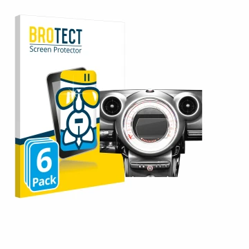 Vorderseite einer Produktverpackung mit dem Markenlogo BROTECT. Daneben ist das Gerät Mini Countryman R60 2010-2016 Infotainme
