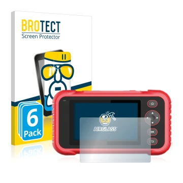 Vorderseite einer Produktverpackung mit dem Markenlogo BROTECT. Daneben ist das Gerät Launch CRP 123 / 129 EVO mit dem zugehör