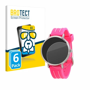 Vorderseite einer Produktverpackung mit dem Markenlogo BROTECT. Daneben ist das Gerät Kiddus Children's Learning Watch mit dem
