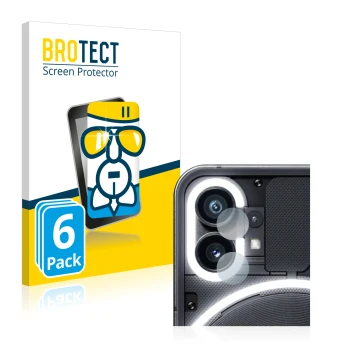 Vorderseite einer Produktverpackung mit dem Markenlogo BROTECT. Daneben ist das Gerät Nothing Phone (1) (NUR Kameraschutz) mit