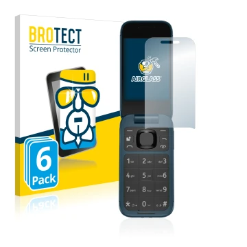 Vorderseite einer Produktverpackung mit dem Markenlogo BROTECT. Daneben ist das Gerät Nokia 2660 Flip mit dem zugehörigen Disp
