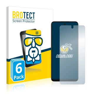 Vorderseite einer Produktverpackung mit dem Markenlogo BROTECT. Daneben ist das Gerät Motorola Moto G32 mit dem zugehörigen Di