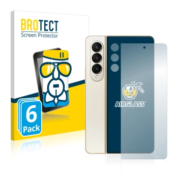 Vorderseite einer Produktverpackung mit dem Markenlogo BROTECT. Daneben ist das Gerät Samsung Galaxy Z Fold 4 (Display+Kamera)
