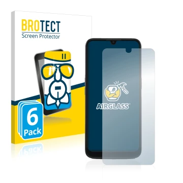 Vorderseite einer Produktverpackung mit dem Markenlogo BROTECT. Daneben ist das Gerät Doro 8100 PLUS mit dem zugehörigen Displ