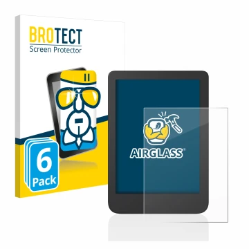 Vorderseite einer Produktverpackung mit dem Markenlogo BROTECT. Daneben ist das Gerät Tolino Shine 4 mit dem zugehörigen Displ