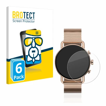 Vorderseite einer Produktverpackung mit dem Markenlogo BROTECT. Daneben ist das Gerät Skagen Falster Gen 6 (41 mm) mit dem zug