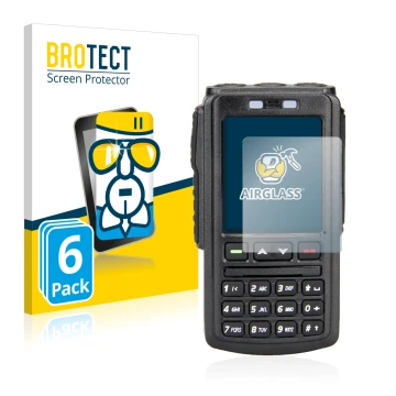 Vorderseite einer Produktverpackung mit dem Markenlogo BROTECT. Daneben ist das Gerät AnyTone BT-01 mit dem zugehörigen Displa