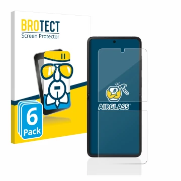 Vorderseite einer Produktverpackung mit dem Markenlogo BROTECT. Daneben ist das Gerät Oppo Find N2 Flip mit dem zugehörigen Di