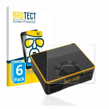 Vorderseite einer Produktverpackung mit dem Markenlogo BROTECT. Daneben ist das Gerät Junsi iCharger DX6 mit dem zugehörigen D