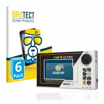 Vorderseite einer Produktverpackung mit dem Markenlogo BROTECT. Daneben ist das Gerät Rover TAB 5 ULTRA mit dem zugehörigen Di