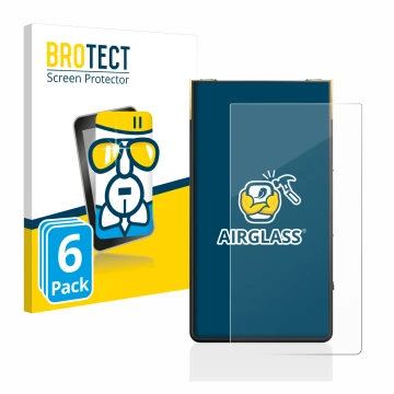 Vorderseite einer Produktverpackung mit dem Markenlogo BROTECT. Daneben ist das Gerät Sony Walkman NW-ZX707 mit dem zugehörige