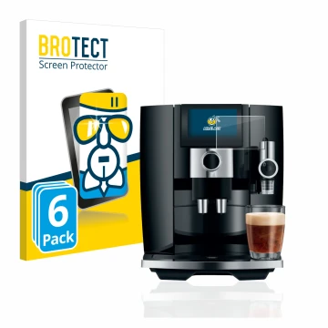 Vorderseite einer Produktverpackung mit dem Markenlogo BROTECT. Daneben ist das Gerät Jura J8 mit dem zugehörigen Displayschut