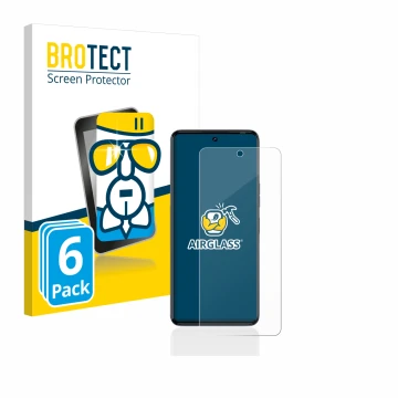Vorderseite einer Produktverpackung mit dem Markenlogo BROTECT. Daneben ist das Gerät Tecno Camon 20 mit dem zugehörigen Displ