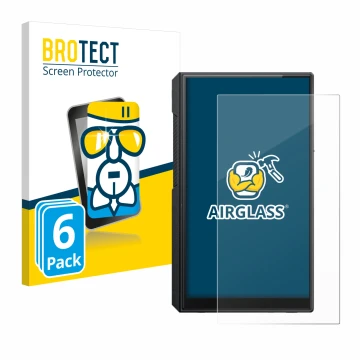 Vorderseite einer Produktverpackung mit dem Markenlogo BROTECT. Daneben ist das Gerät FiiO M11s mit dem zugehörigen Displaysch