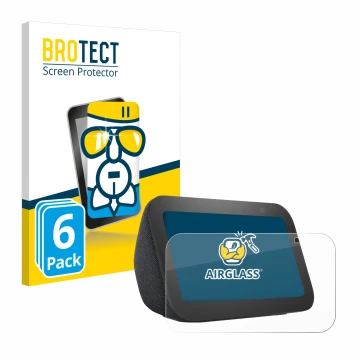 Vorderseite einer Produktverpackung mit dem Markenlogo BROTECT. Daneben ist das Gerät Amazon Echo Show 5 (3. Gen.) mit dem zug