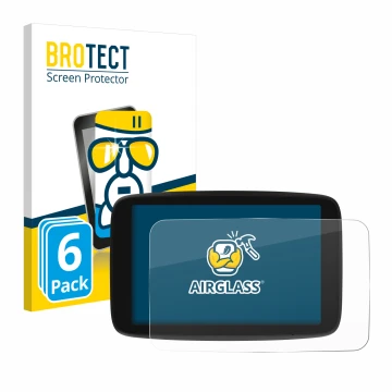 Vorderseite einer Produktverpackung mit dem Markenlogo BROTECT. Daneben ist das Gerät TomTom Go Navigator 6 PKW-Navigationsger