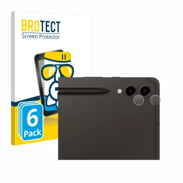Vorderseite einer Produktverpackung mit dem Markenlogo BROTECT. Daneben ist das Gerät Samsung Galaxy Tab S9 Plus WiFi (NUR Kam