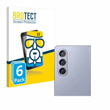 Vorderseite einer Produktverpackung mit dem Markenlogo BROTECT. Daneben ist das Gerät Samsung Galaxy Z Fold 5 (NUR Kameraschut