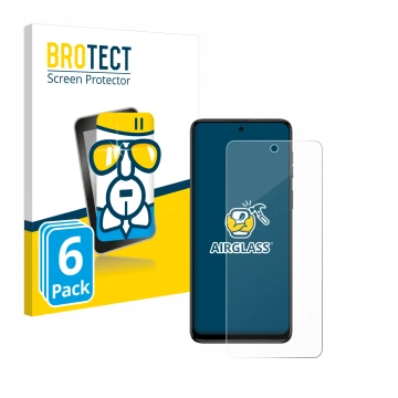Vorderseite einer Produktverpackung mit dem Markenlogo BROTECT. Daneben ist das Gerät Motorola Moto G54 mit dem zugehörigen Di