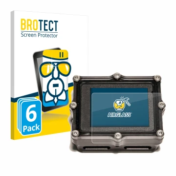 Vorderseite einer Produktverpackung mit dem Markenlogo BROTECT. Daneben ist das Gerät Shearwater Petrel 2 dive computer mit de