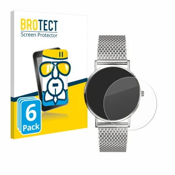 Vorderseite einer Produktverpackung mit dem Markenlogo BROTECT. Daneben ist das Gerät Liebeskind New Case Mesh (34 mm) mit dem