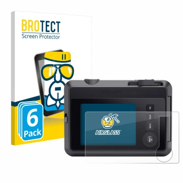 Vorderseite einer Produktverpackung mit dem Markenlogo BROTECT. Daneben ist das Gerät Leica SOFORT 2 mit dem zugehörigen Displ