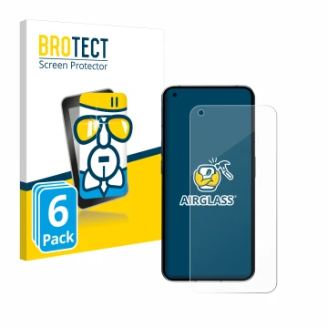 Vorderseite einer Produktverpackung mit dem Markenlogo BROTECT. Daneben ist das Gerät Nothing Phone (1) (case-friendly) mit de