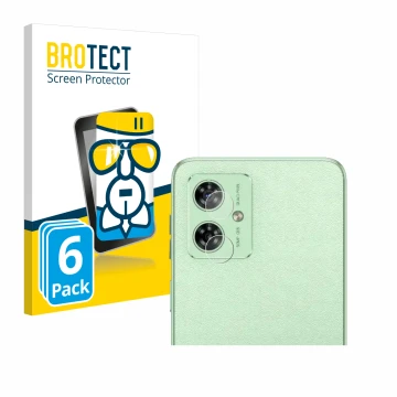 Vorderseite einer Produktverpackung mit dem Markenlogo BROTECT. Daneben ist das Gerät Motorola Moto G54 (NUR Kameraschutz) mit