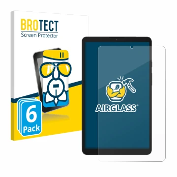 Vorderseite einer Produktverpackung mit dem Markenlogo BROTECT. Daneben ist das Gerät Samsung Galaxy Tab A9 WiFi mit dem zugeh