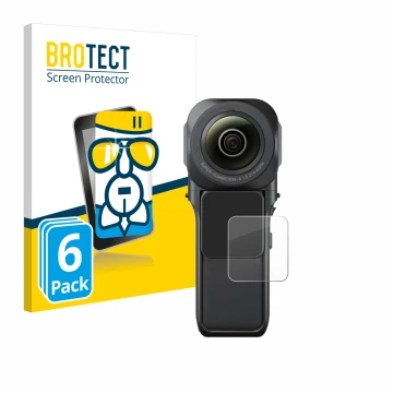 Vorderseite einer Produktverpackung mit dem Markenlogo BROTECT. Daneben ist das Gerät Insta360 One RS 1-Zoll 360 mit dem zugeh