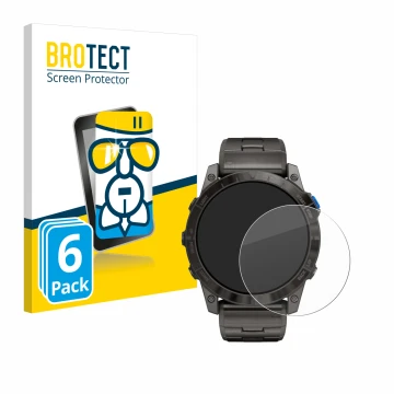 Vorderseite einer Produktverpackung mit dem Markenlogo BROTECT. Daneben ist das Gerät Garmin D2 Mach1 Pro mit dem zugehörigen 