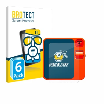 Vorderseite einer Produktverpackung mit dem Markenlogo BROTECT. Daneben ist das Gerät rabbit r1 mit dem zugehörigen Displaysch