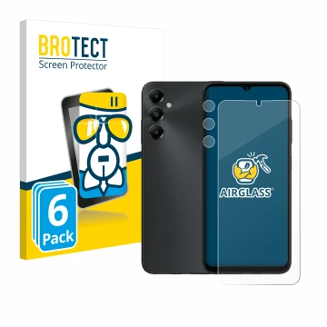 Vorderseite einer Produktverpackung mit dem Markenlogo BROTECT. Daneben ist das Gerät Samsung Galaxy A05s (Display+Kamera) mit