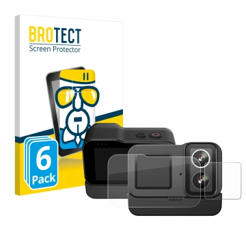 Vorderseite einer Produktverpackung mit dem Markenlogo BROTECT. Daneben ist das Gerät SJCAM SJ20 Dual Lens mit dem zugehörigen