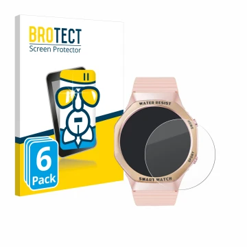 Vorderseite einer Produktverpackung mit dem Markenlogo BROTECT. Daneben ist das Gerät Mutoy Smartwatch 1.32