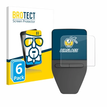 Vorderseite einer Produktverpackung mit dem Markenlogo BROTECT. Daneben ist das Gerät Trezor Safe 3 mit dem zugehörigen Displa