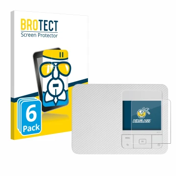 Vorderseite einer Produktverpackung mit dem Markenlogo BROTECT. Daneben ist das Gerät Canon Selphy CP1500 mit dem zugehörigen 