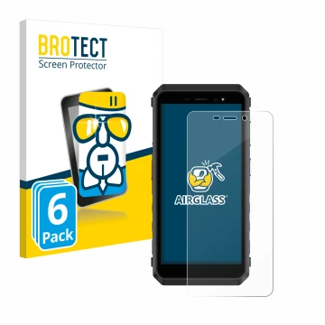 Vorderseite einer Produktverpackung mit dem Markenlogo BROTECT. Daneben ist das Gerät Ulefone Power Armor X11 Pro mit dem zuge