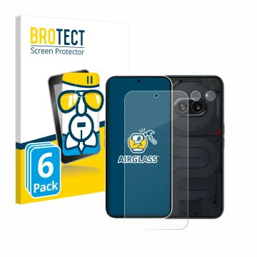 Vorderseite einer Produktverpackung mit dem Markenlogo BROTECT. Daneben ist das Gerät Nothing Phone (2a) (Display+Kamera) mit 