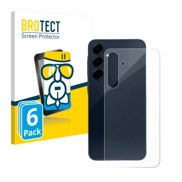 Vorderseite einer Produktverpackung mit dem Markenlogo BROTECT. Daneben ist das Gerät Samsung Galaxy A35 5G (Rückseite) mit de