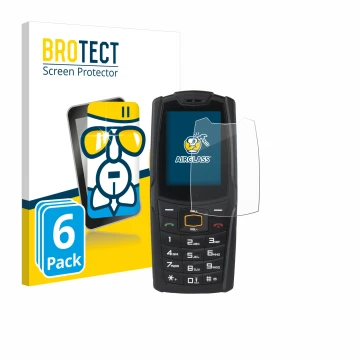 Vorderseite einer Produktverpackung mit dem Markenlogo BROTECT. Daneben ist das Gerät AGM M6 mit dem zugehörigen Displayschutz