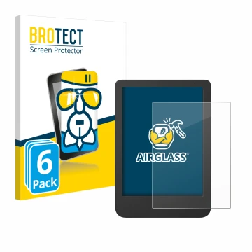 Vorderseite einer Produktverpackung mit dem Markenlogo BROTECT. Daneben ist das Gerät Tolino Shine 5 Color 2024 mit dem zugehö