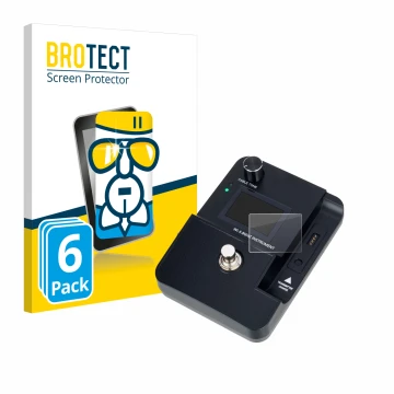 Vorderseite einer Produktverpackung mit dem Markenlogo BROTECT. Daneben ist das Gerät Harley Benton AirBorne Pro 5.8Ghz mit de